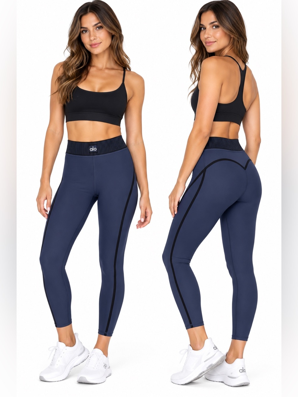 NWT Alo Yoga Airlift High-Waist 7/8 Line Up Legging Navy Size L W51154R